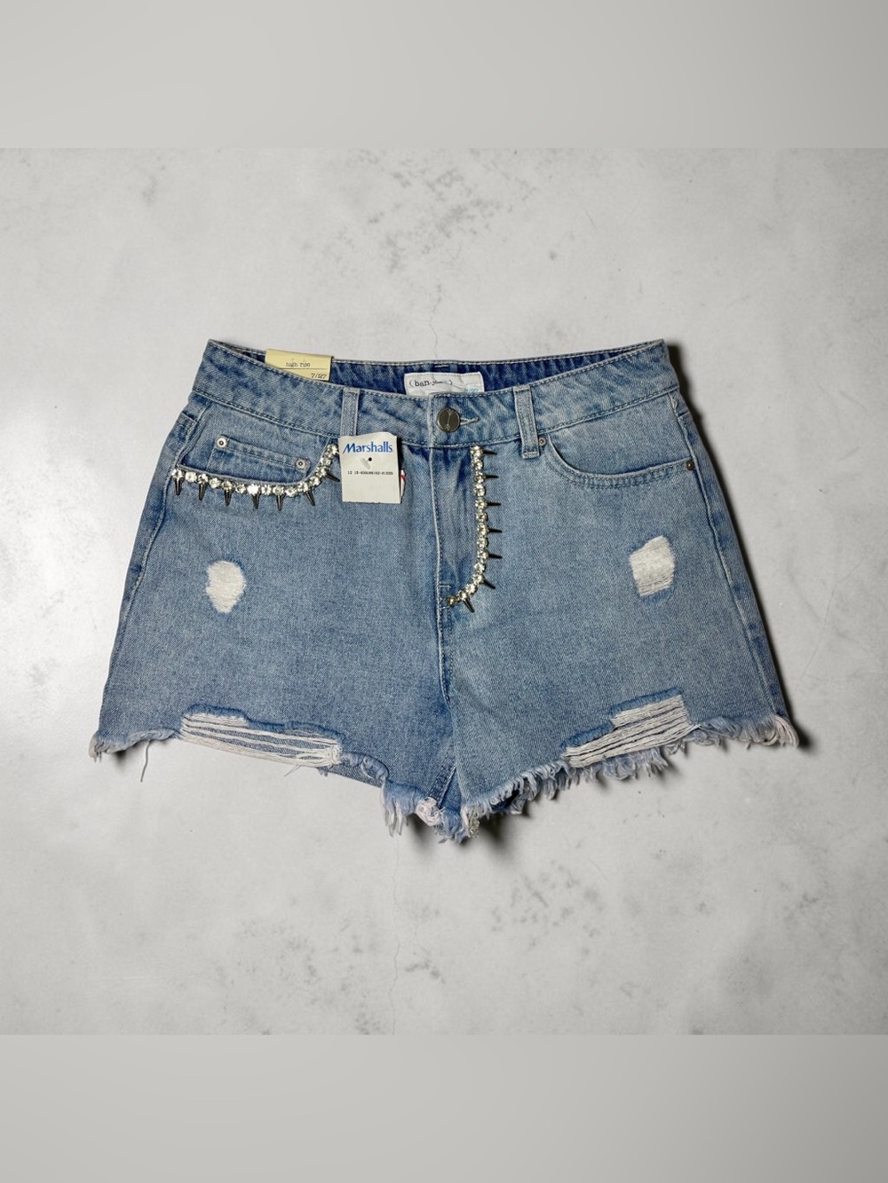 Banjara Denim Blue Jean Shorts w/ Crystal Accents Size 7/27